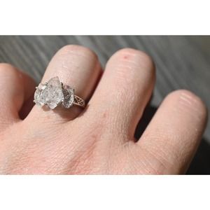 Raw crystal ring, Raw Diamond Engagement Ring, Opal Wedding Ring, Rough …